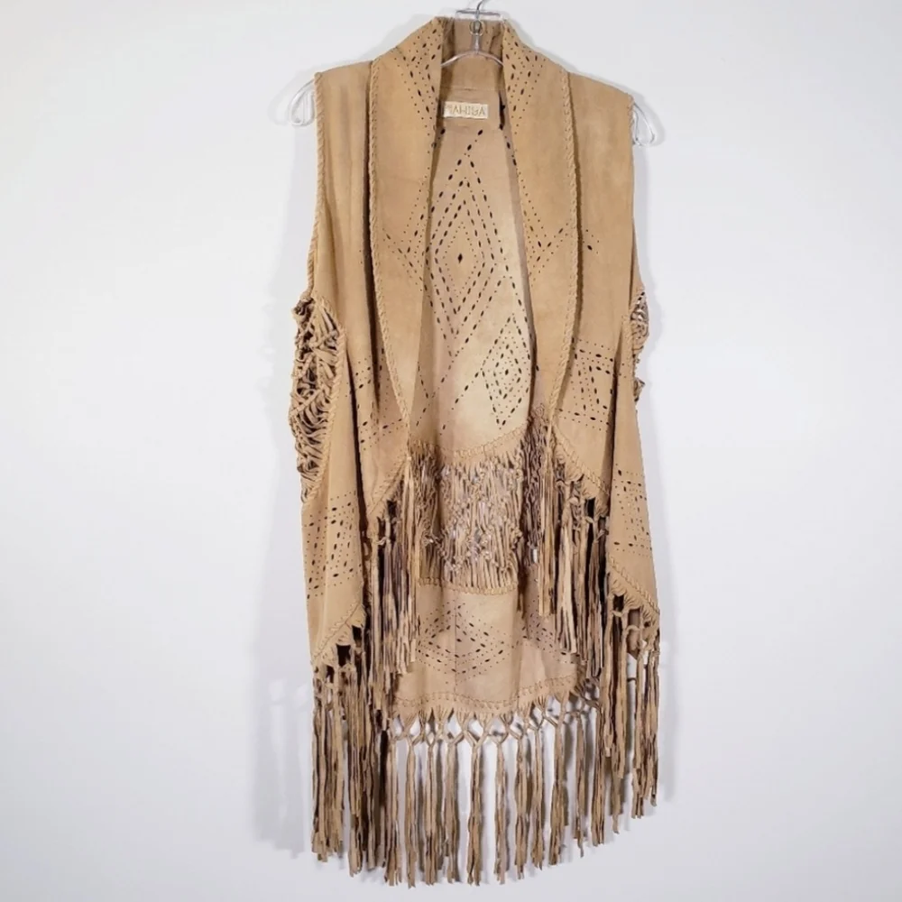 Mahiya Nomad Suede Fringe Vest Tan - Picture 4 of 17